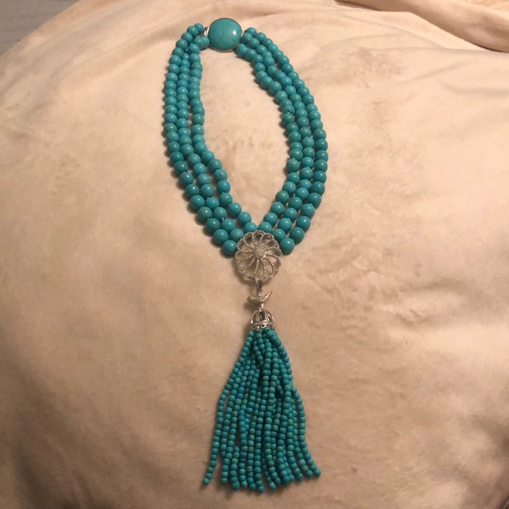 Stunning Turquoise Necklace with bird pendant.